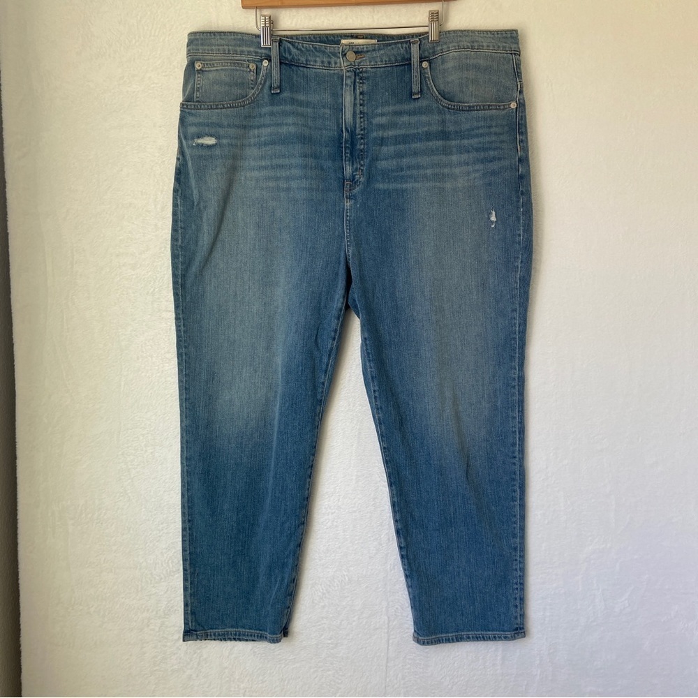 Madewell Women Blue Denim Classic Straight Jeans in Corson Wash Plus Size 36 NWT